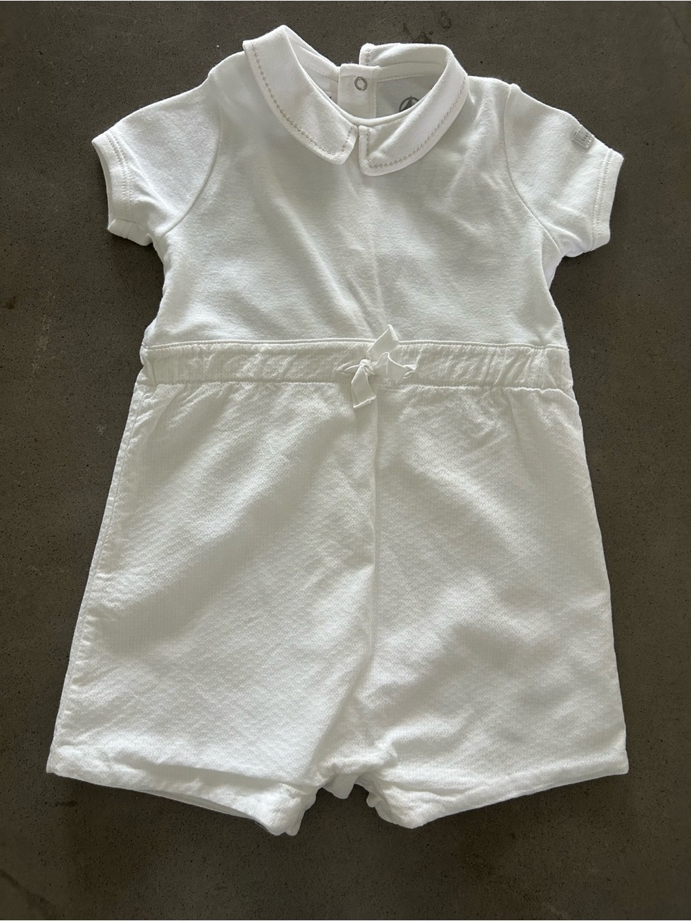 Petit Bateau White Short-Sleeve One-Piece Bodysuit